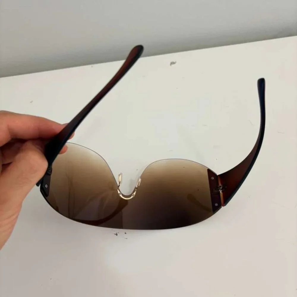 Shield Sunglasses Oversized Brown Fashion Visor‎ Sun Glasses Women XL Cover Face